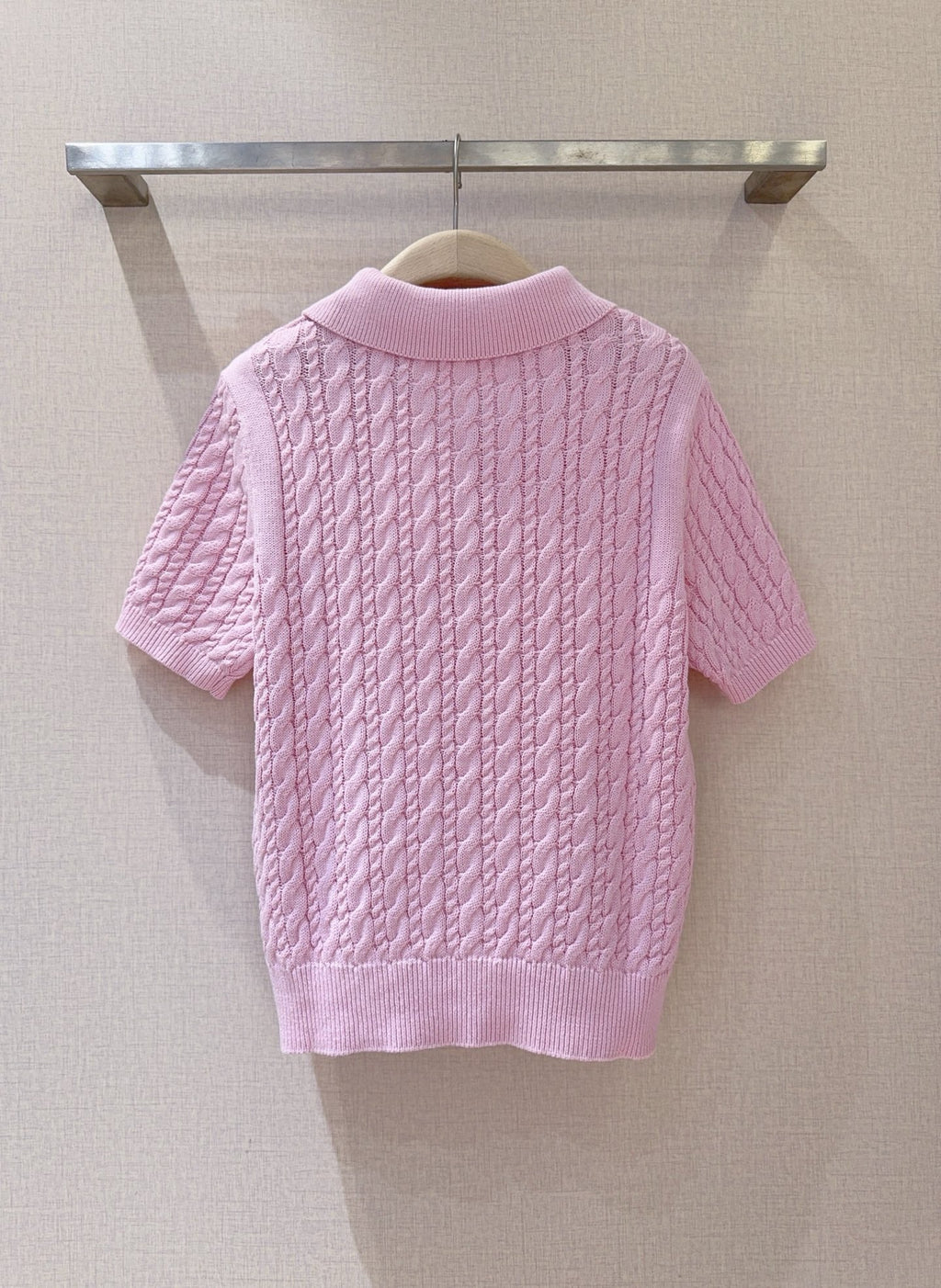 3D Cable Knit Polo Shirt