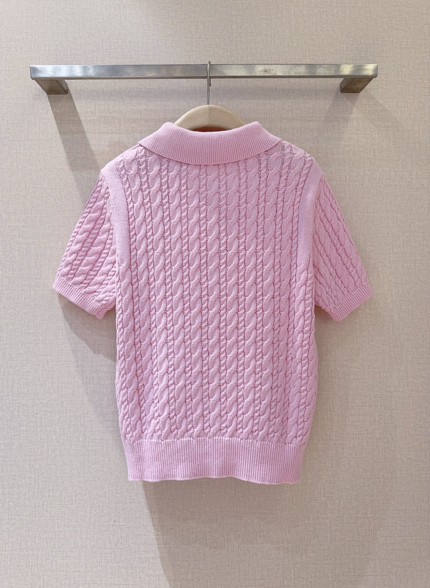 3D Cable Knit Polo Shirt
