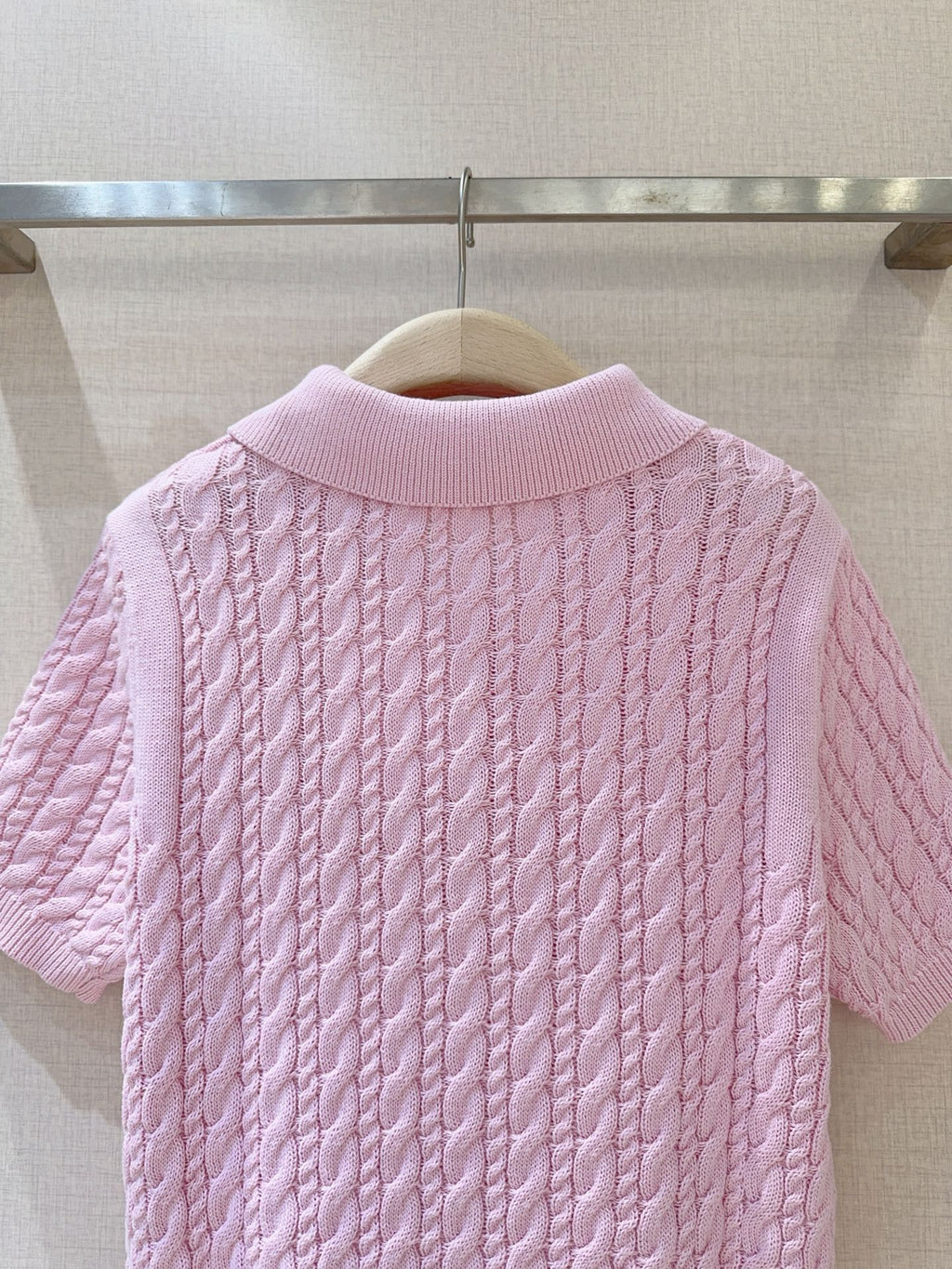 3D Cable Knit Polo Shirt