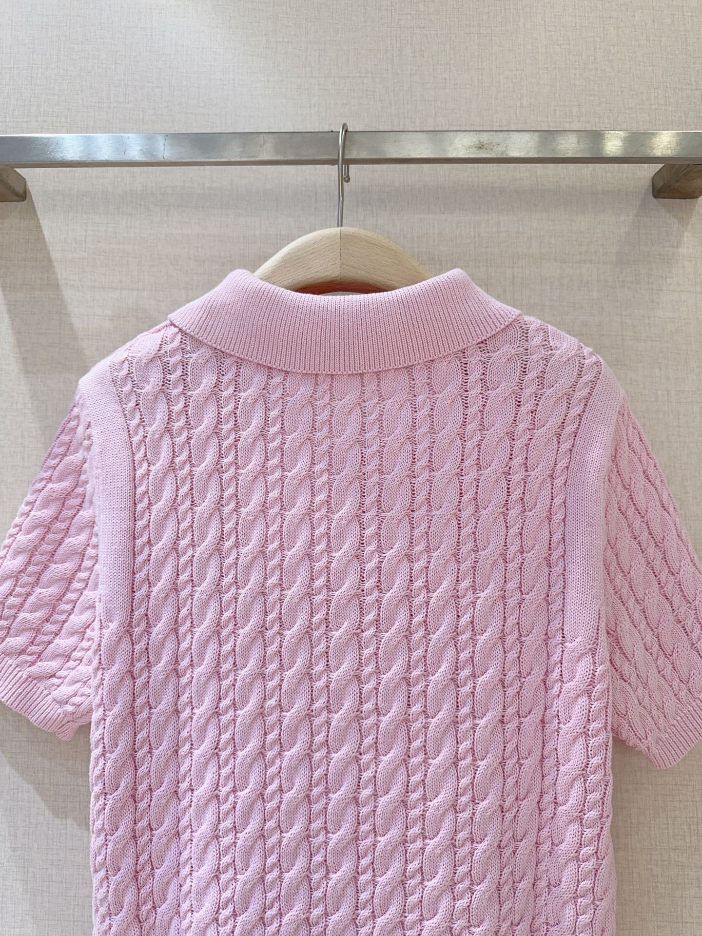 3D Cable Knit Polo Shirt