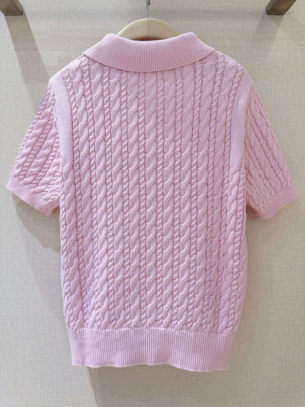 3D Cable Knit Polo Shirt