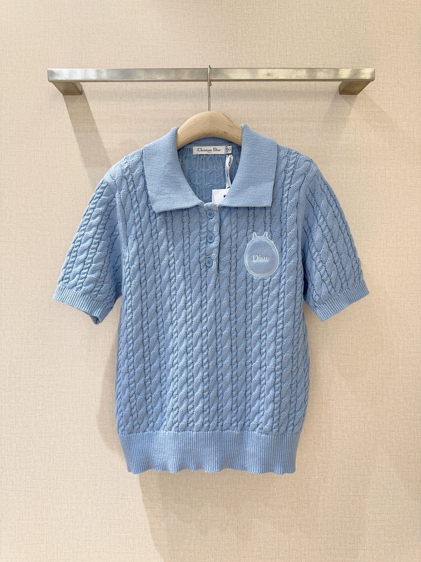 3D Cable Knit Polo Shirt