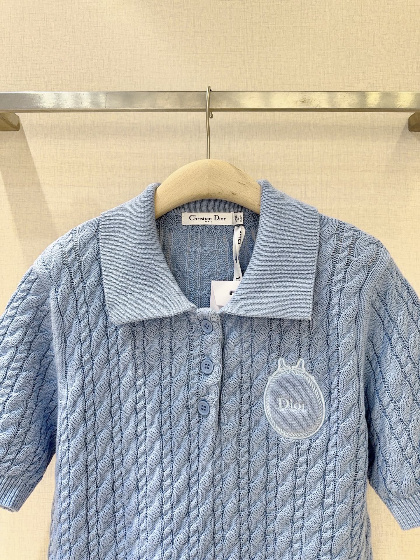 3D Cable Knit Polo Shirt