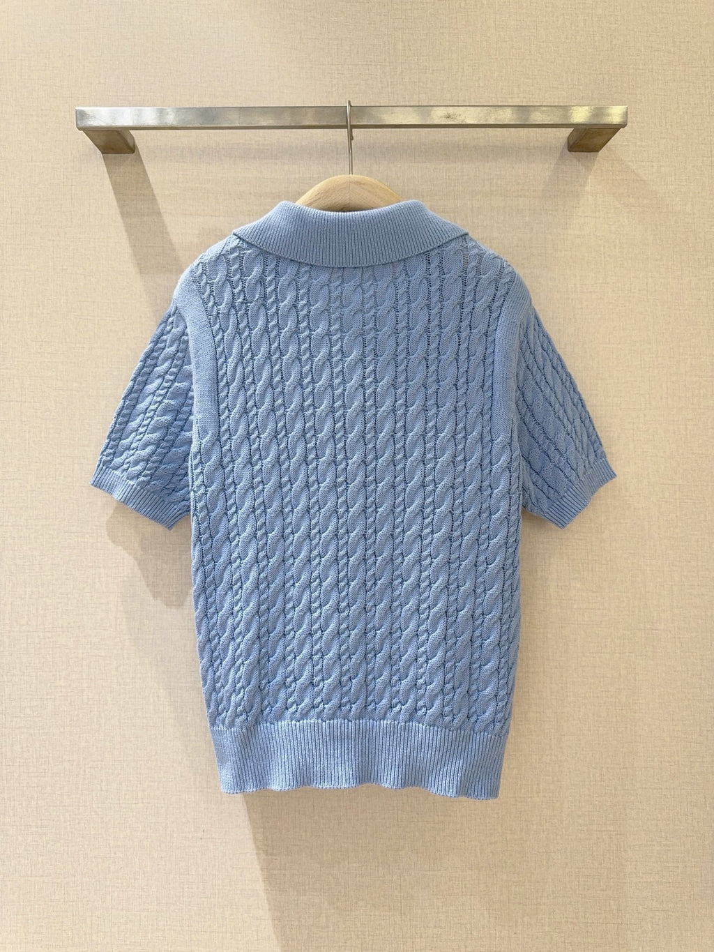 3D Cable Knit Polo Shirt