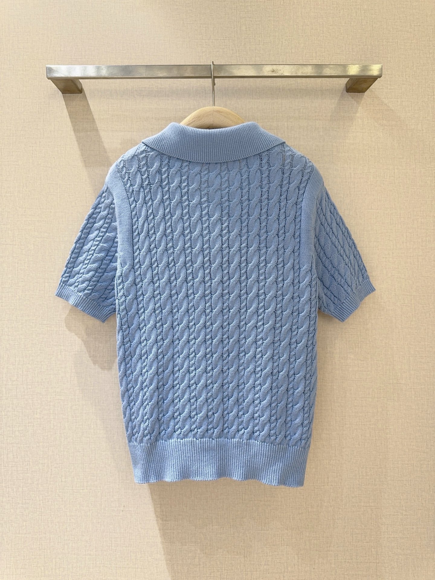 3D Cable Knit Polo Shirt