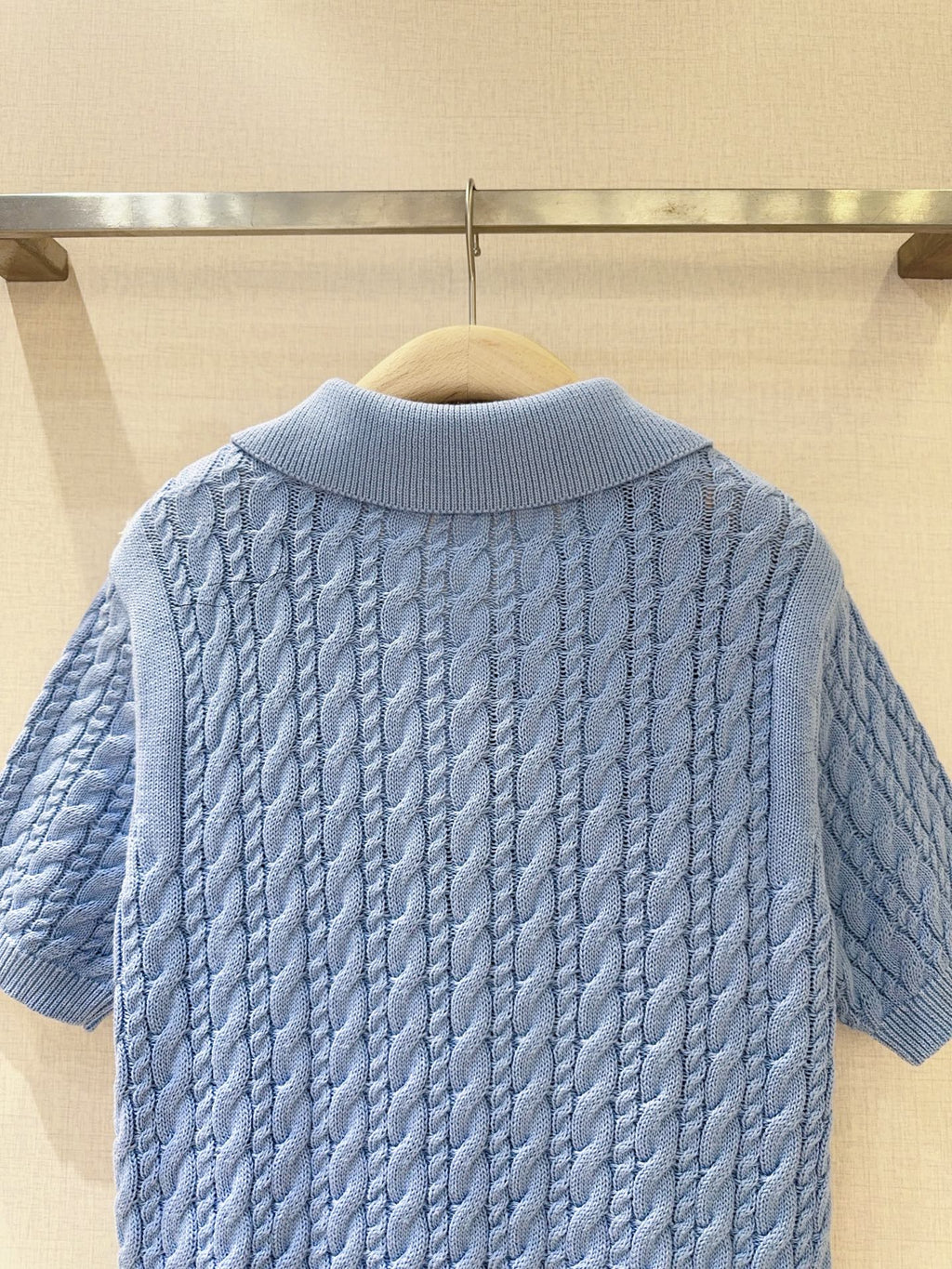 3D Cable Knit Polo Shirt