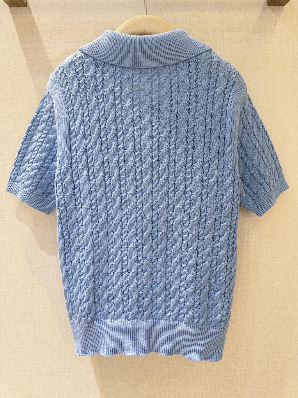 3D Cable Knit Polo Shirt