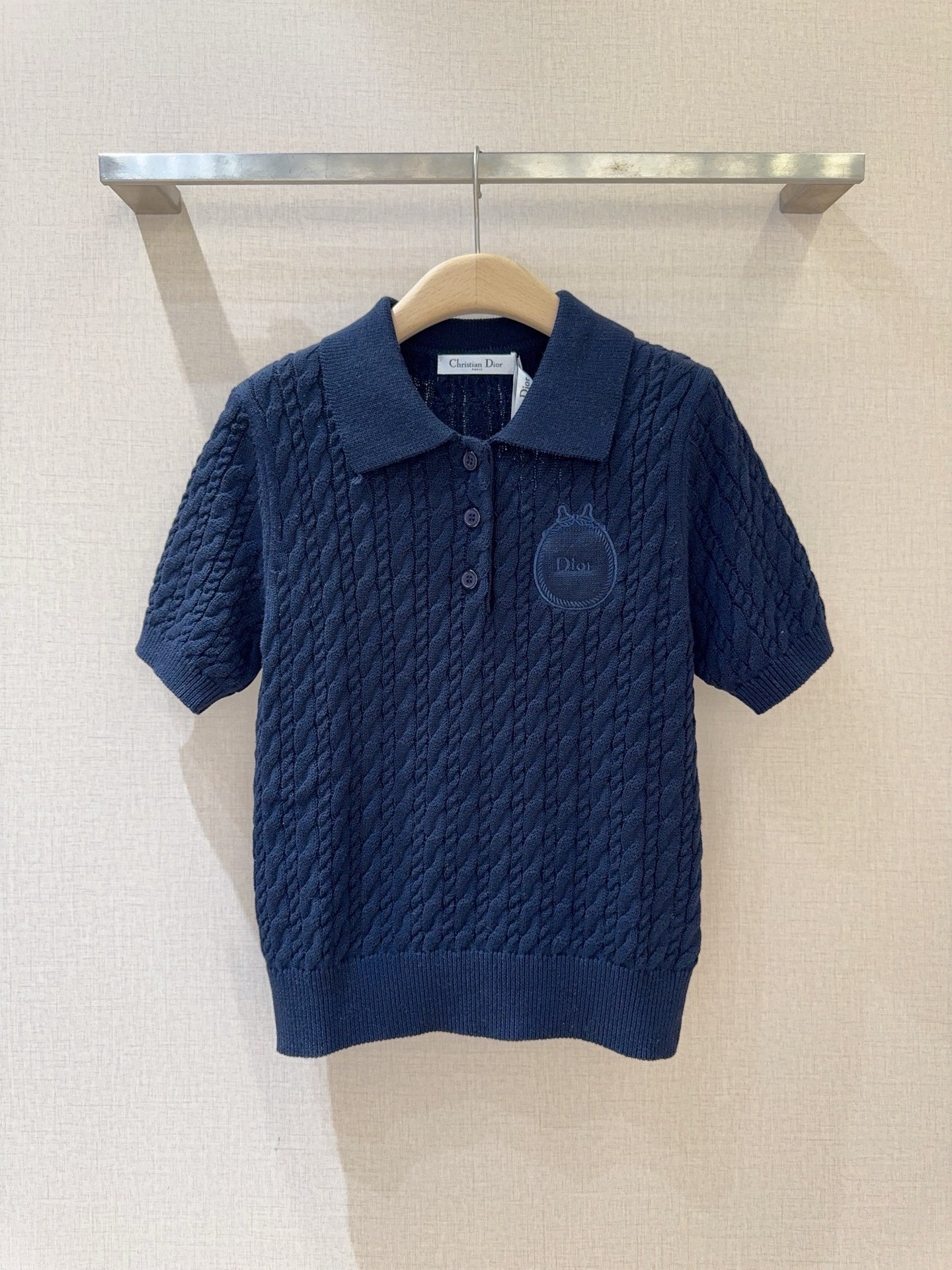 3D Cable Knit Polo Shirt