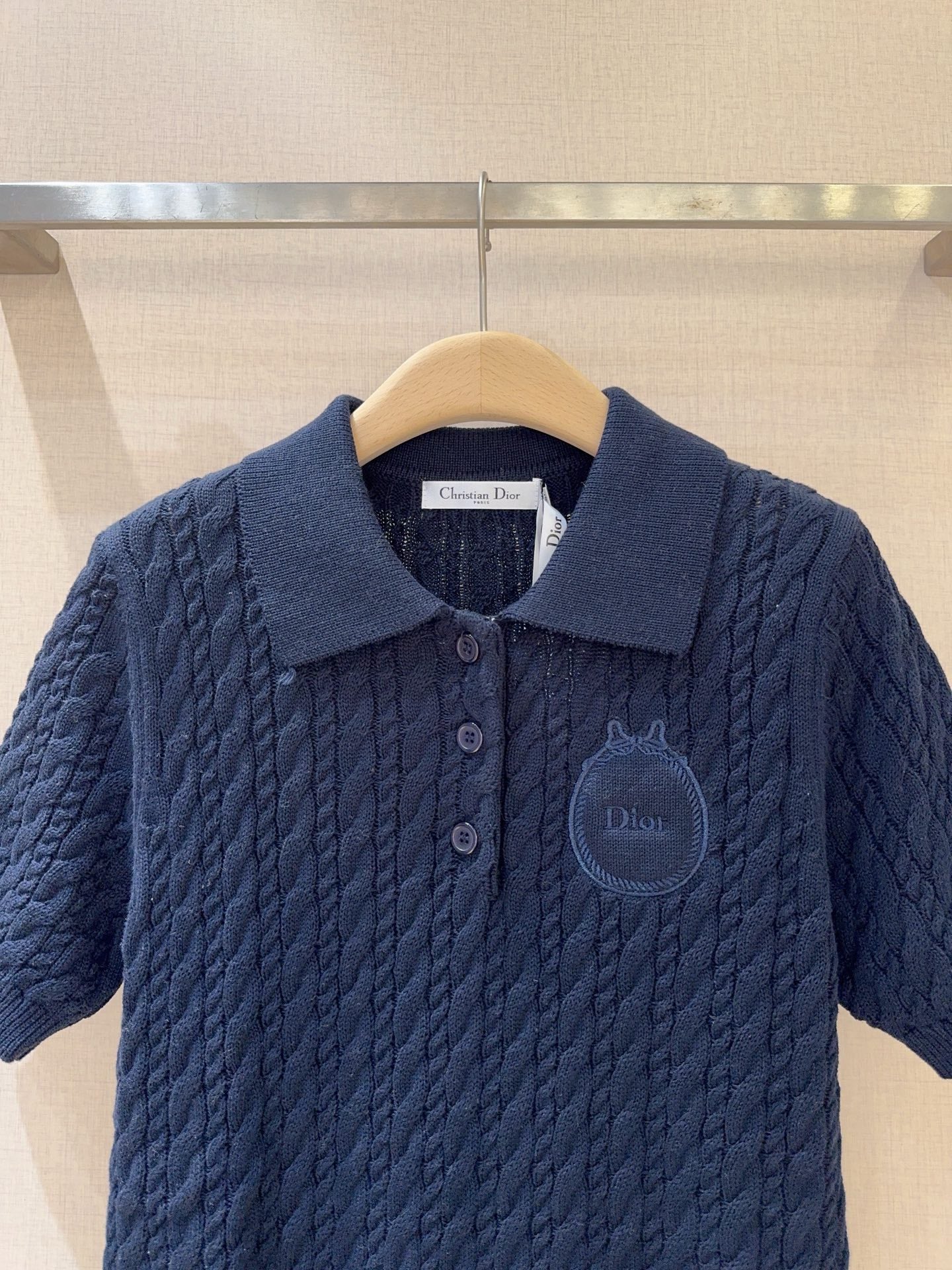 3D Cable Knit Polo Shirt