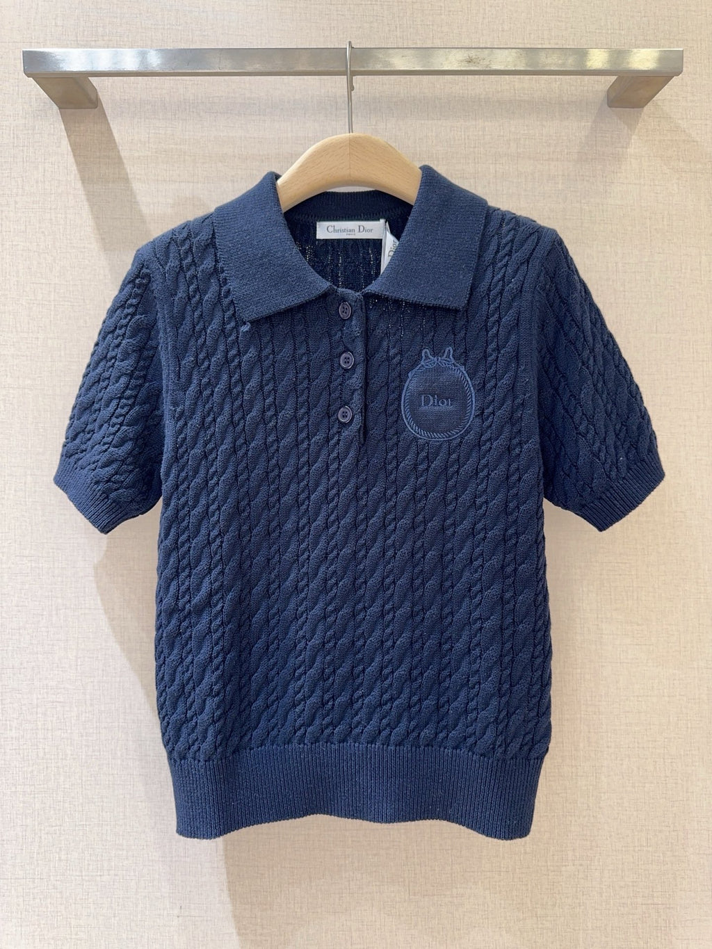 3D Cable Knit Polo Shirt