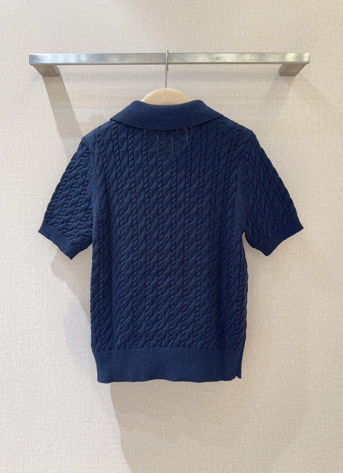 3D Cable Knit Polo Shirt