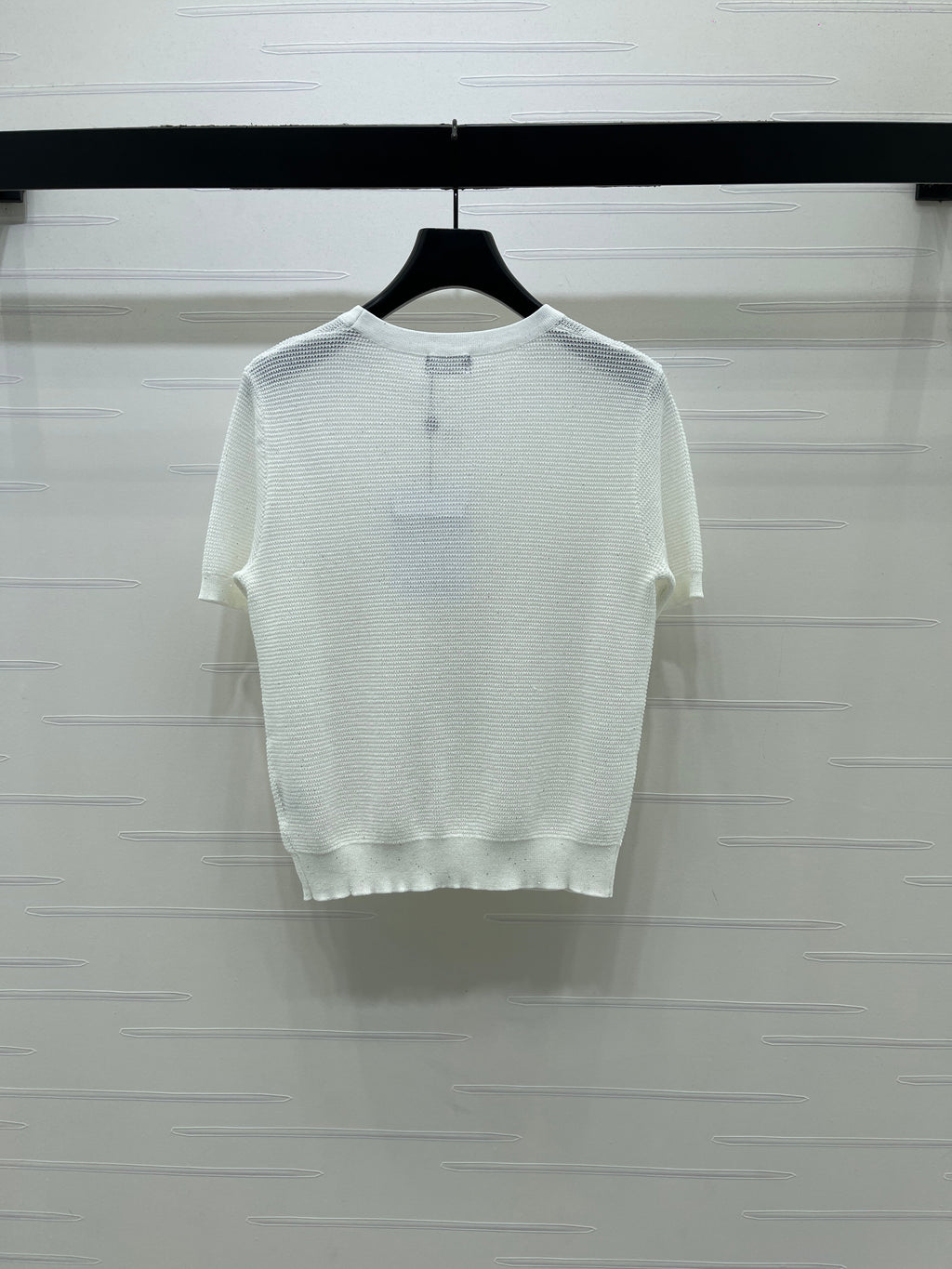 Sequined Crew Neck Knit Short-Sleeve T-Shirt