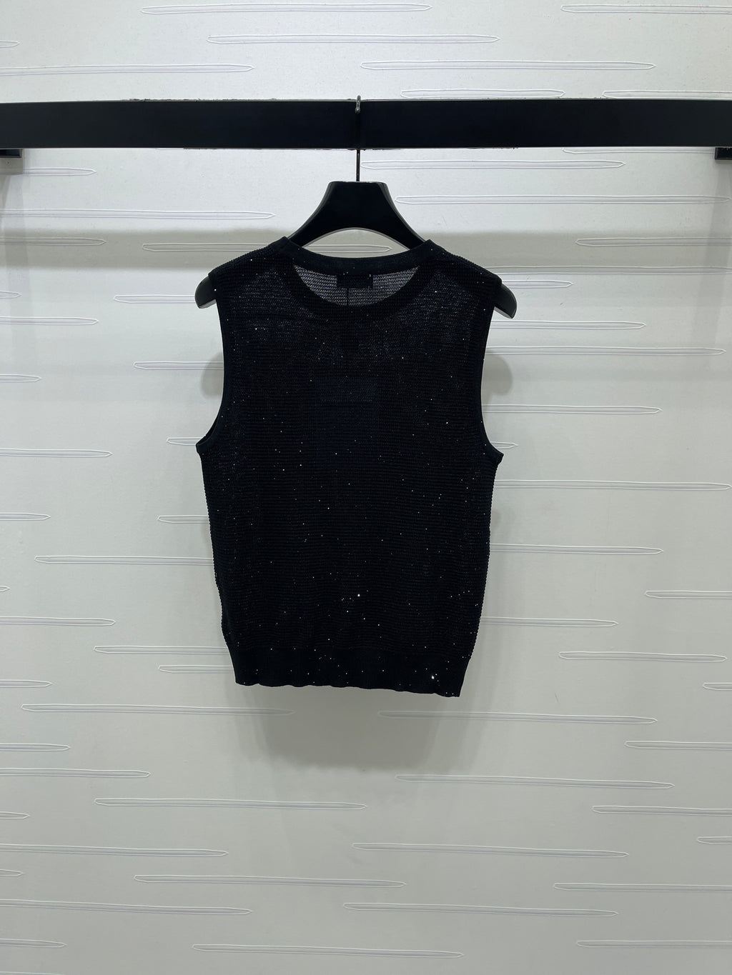 Sequined Crew Neck Knit vest