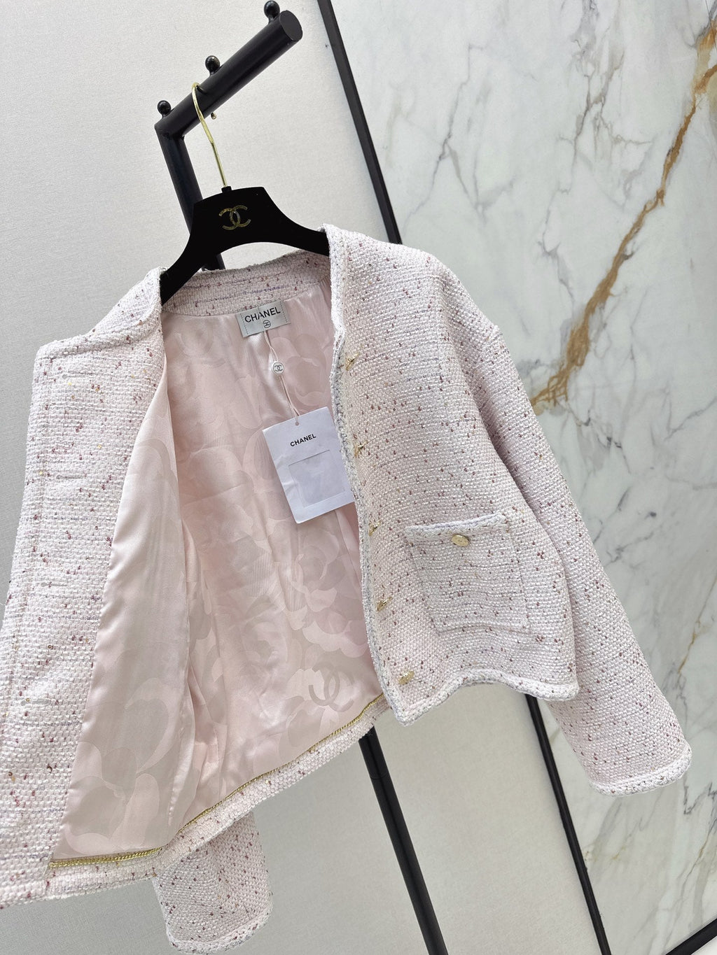 Elegant Woven Crew Neck Jacket