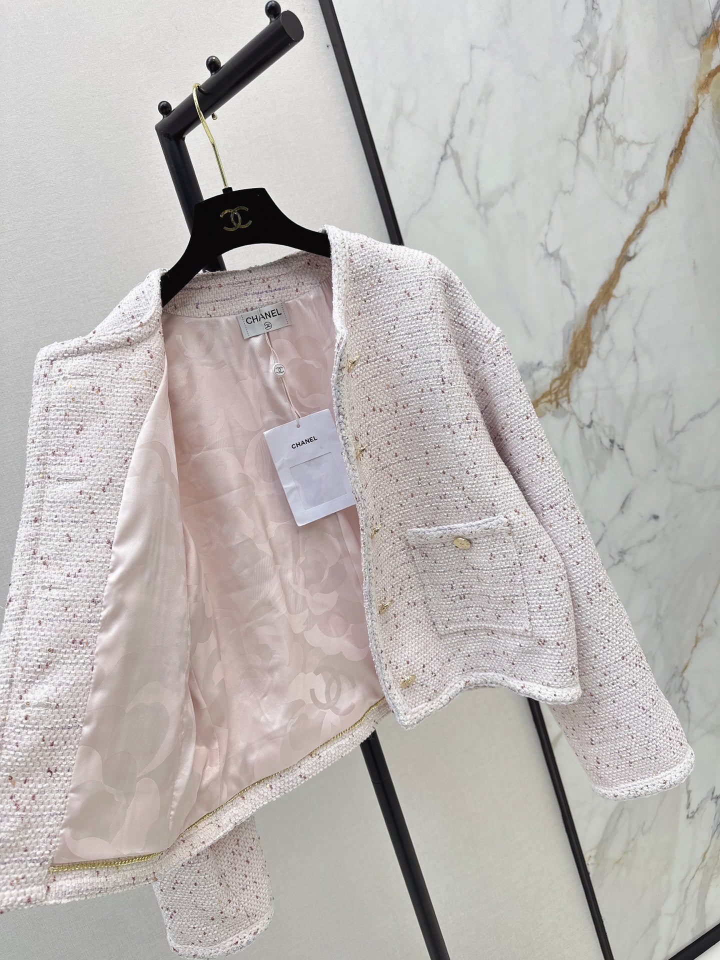 Elegant Woven Crew Neck Jacket