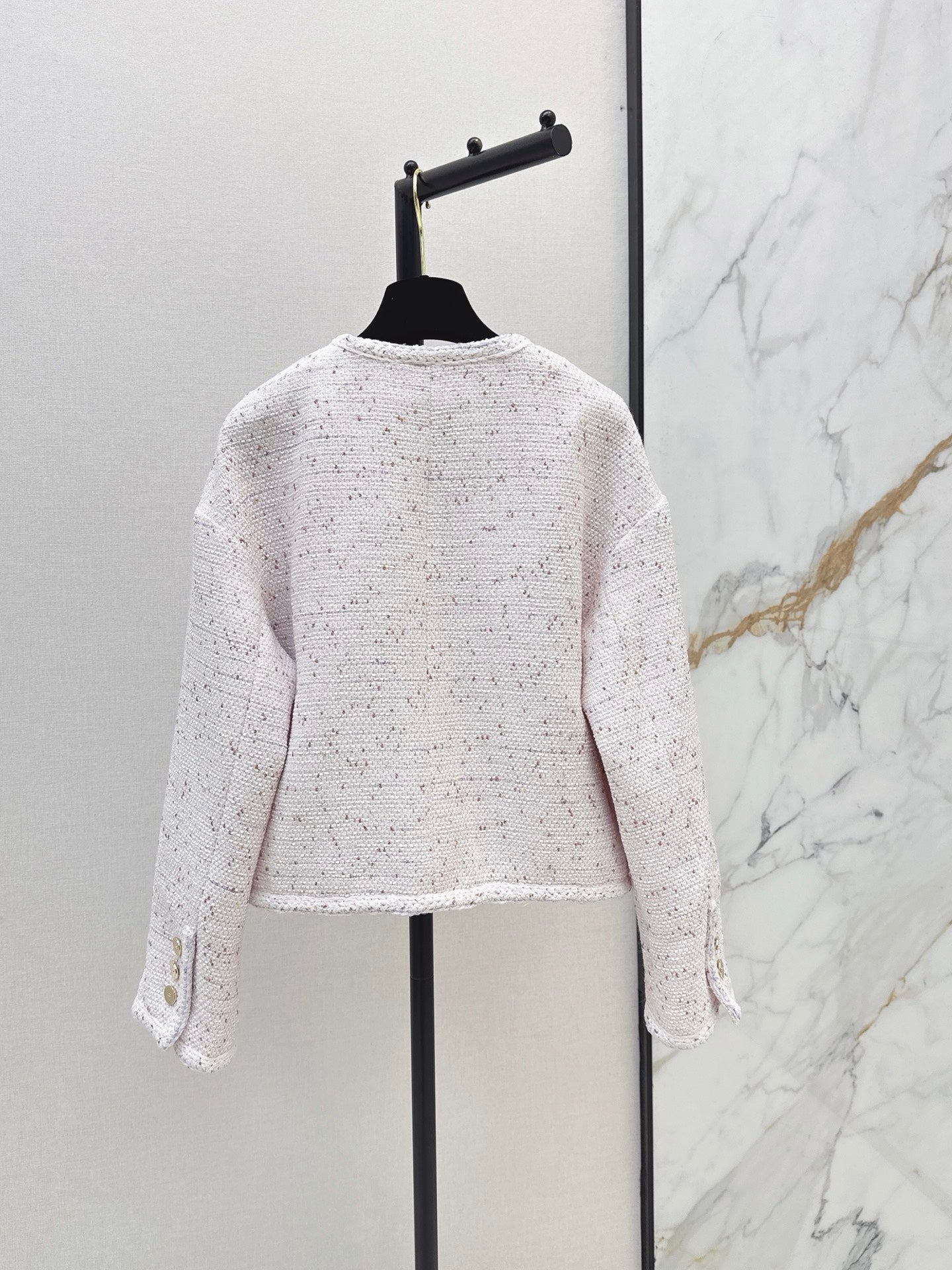 Elegant Woven Crew Neck Jacket