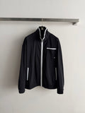 Black and white color-blocked jacket