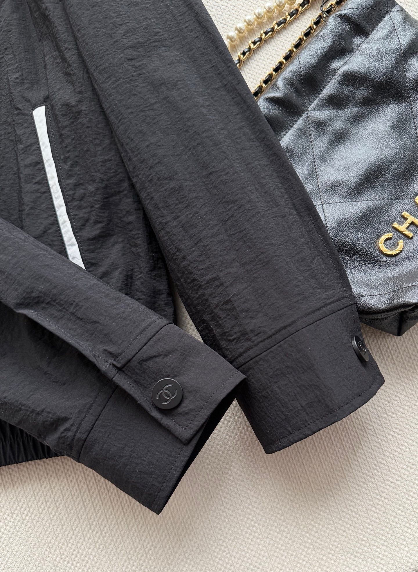 Black and white color-blocked jacket