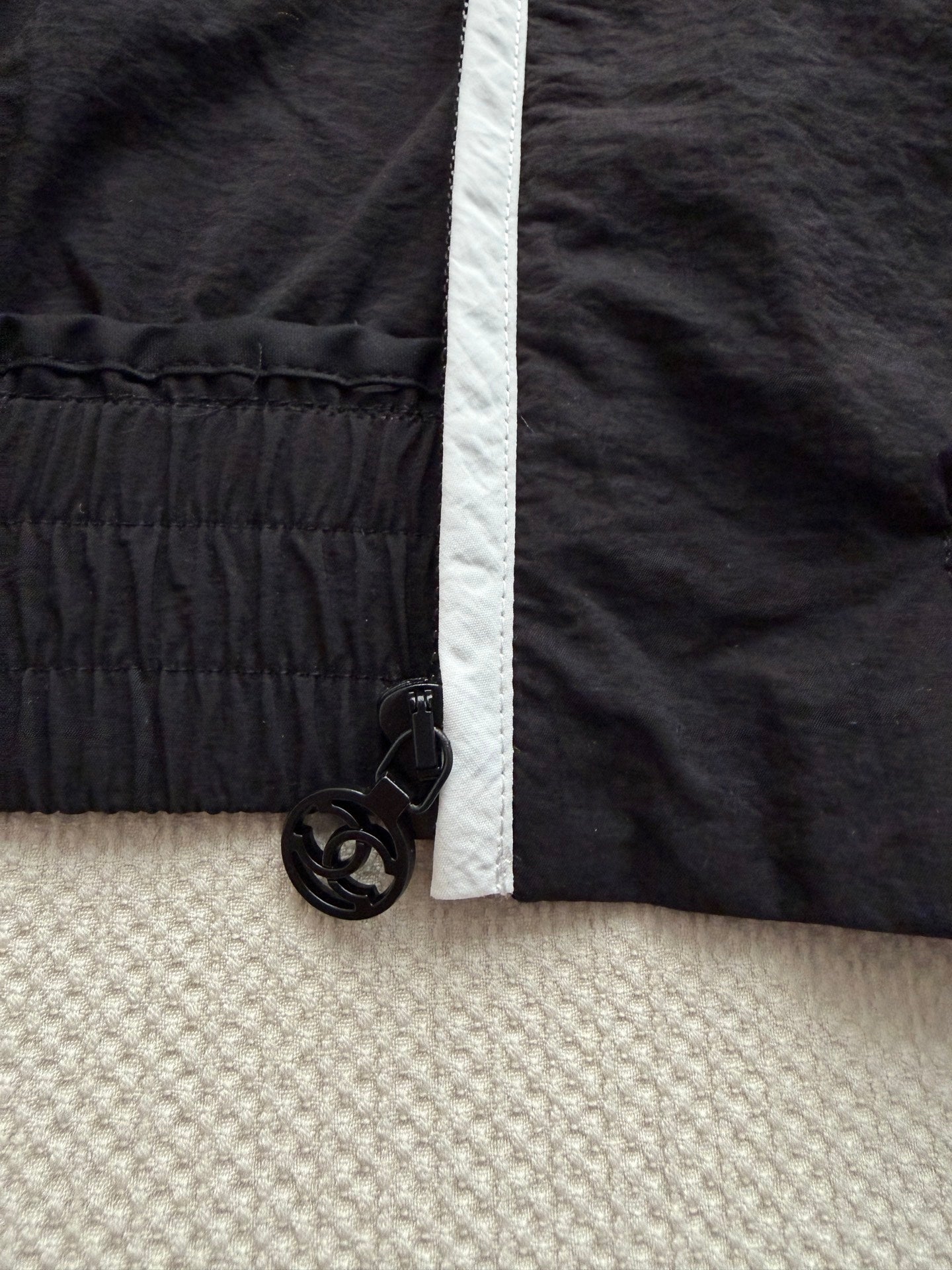 Black and white color-blocked jacket