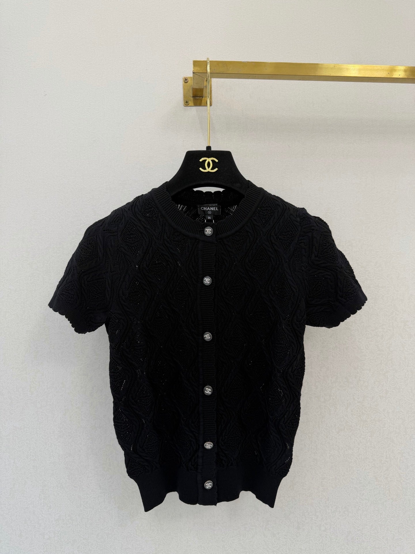 Diamond pattern round neck short sleeve