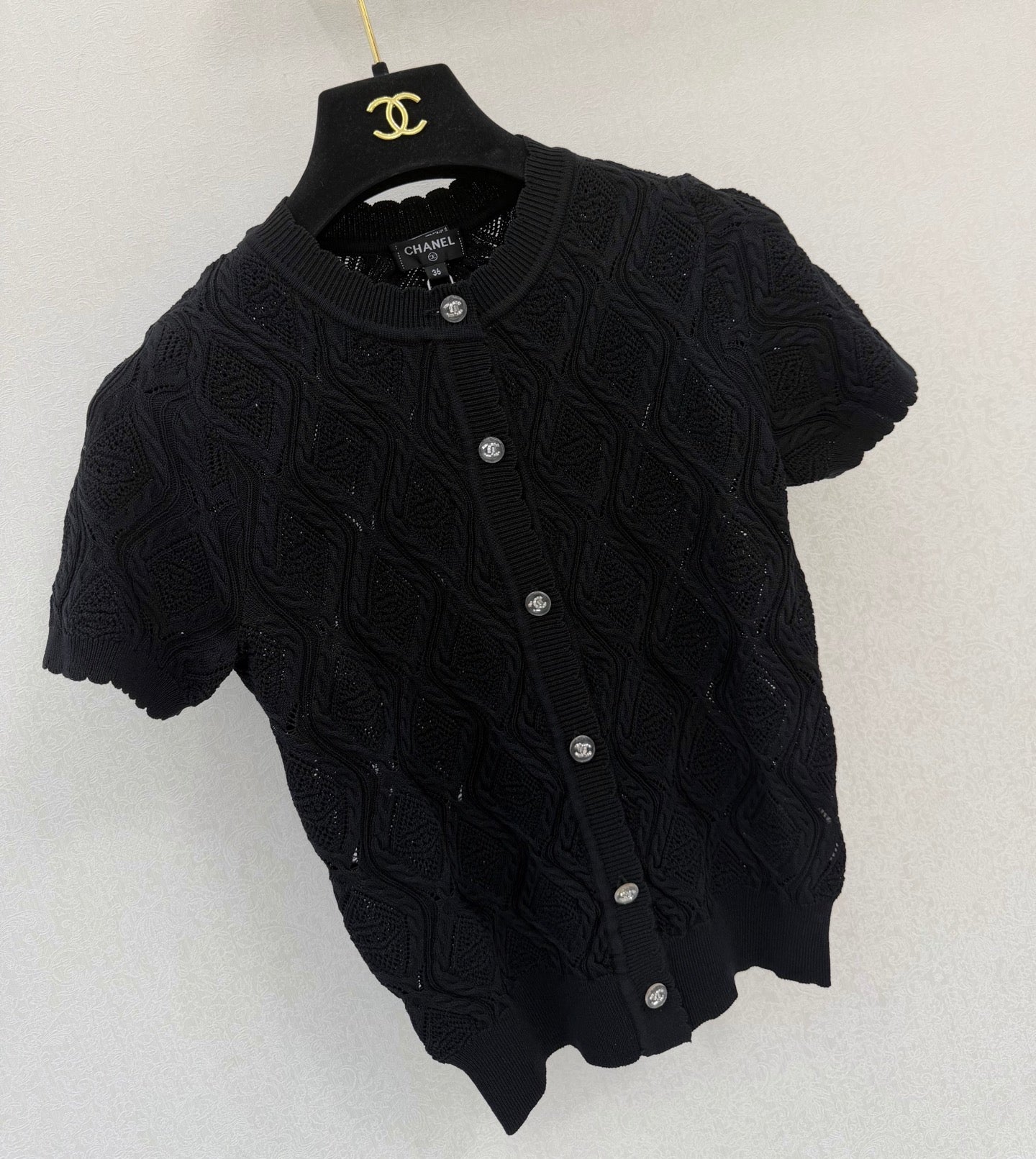 Diamond pattern round neck short sleeve