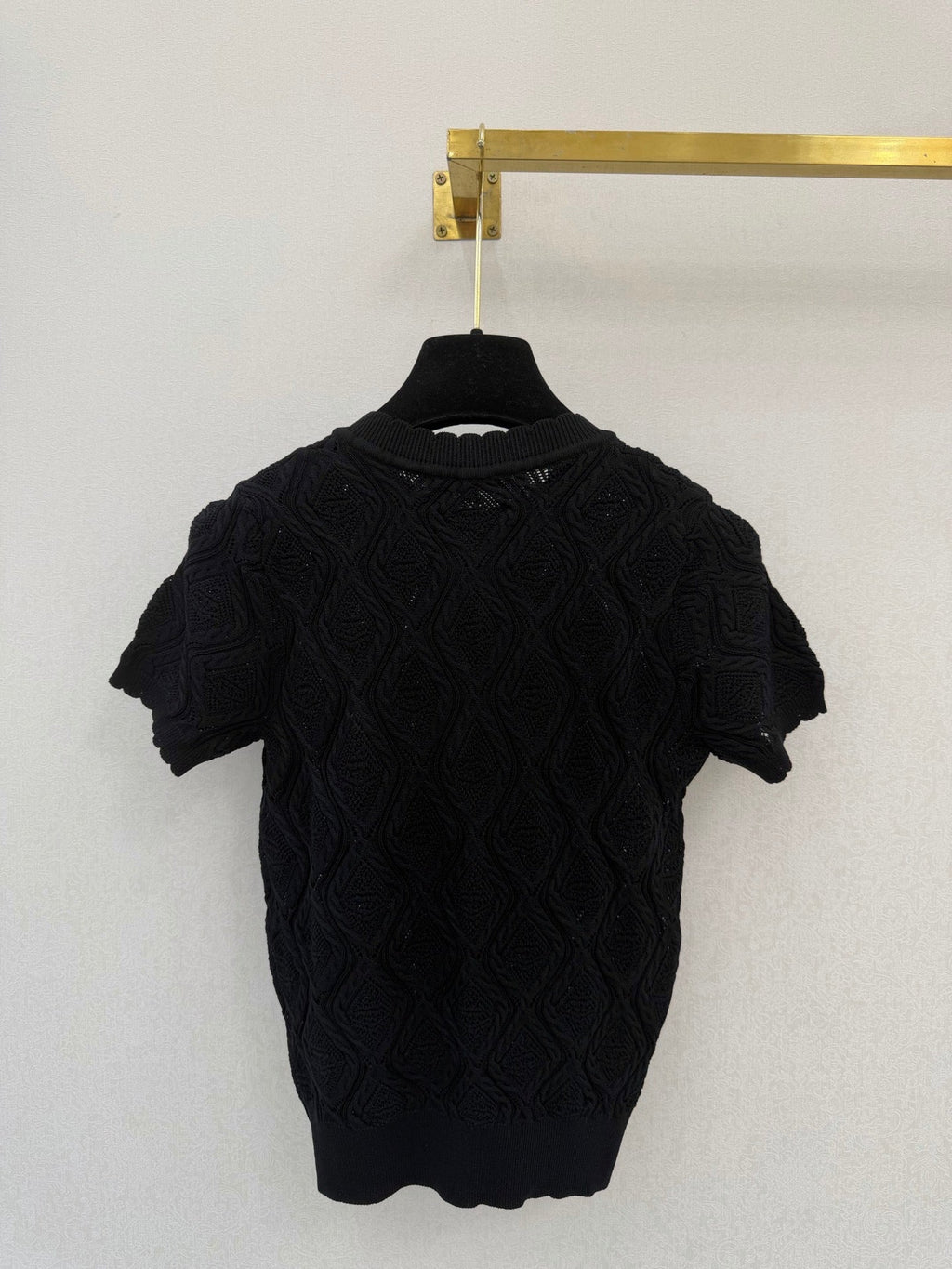Diamond pattern round neck short sleeve
