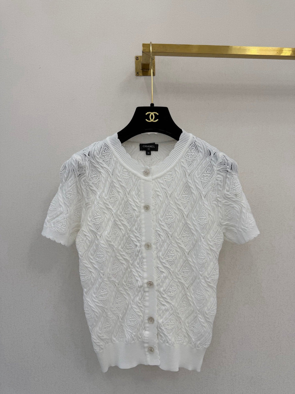 Diamond pattern round neck short sleeve