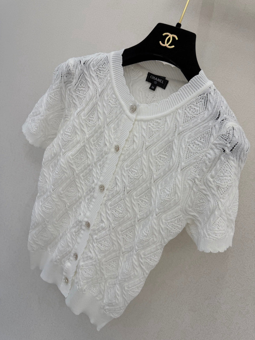 Diamond pattern round neck short sleeve