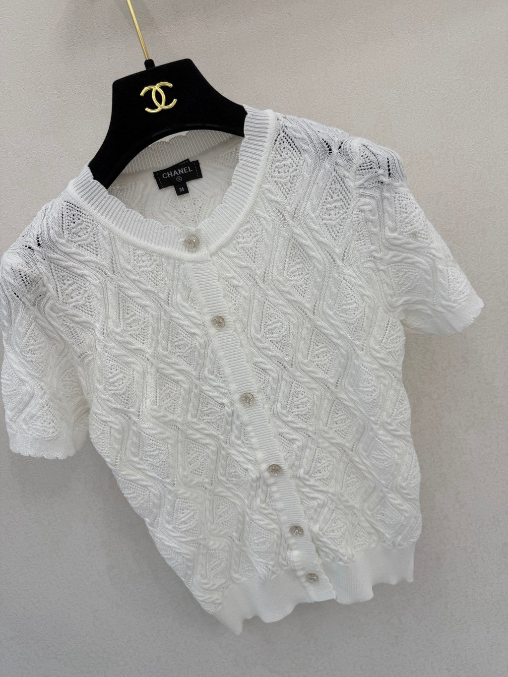Diamond pattern round neck short sleeve