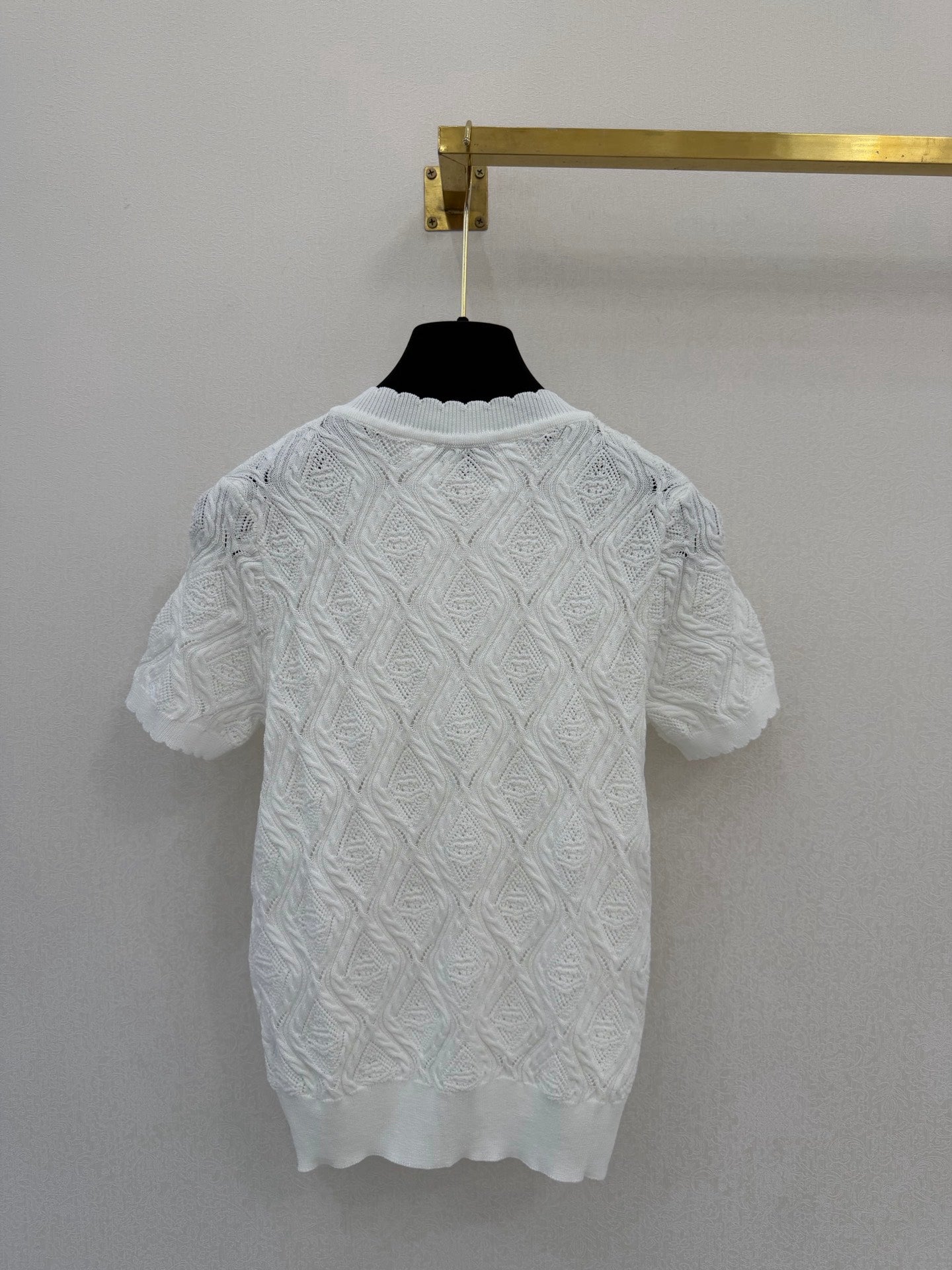 Diamond pattern round neck short sleeve