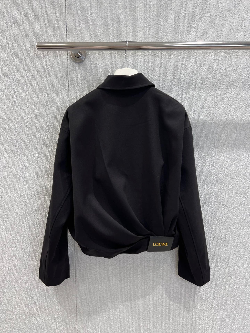 Lapel Zippered Wool Pleated Jacket