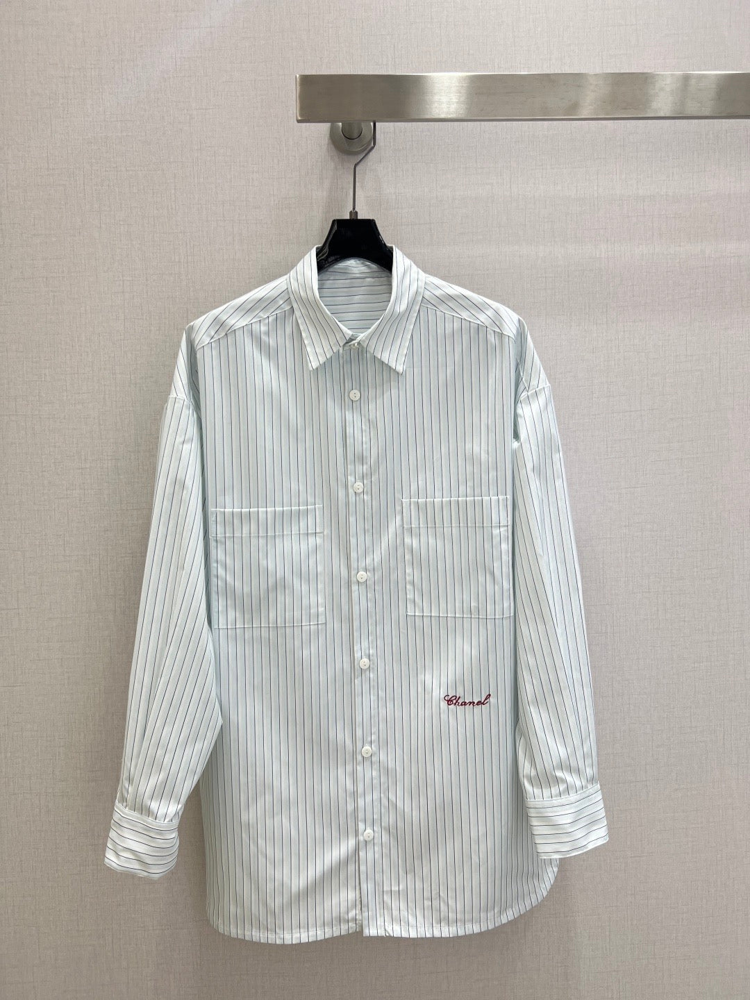 Blue and white striped shirt