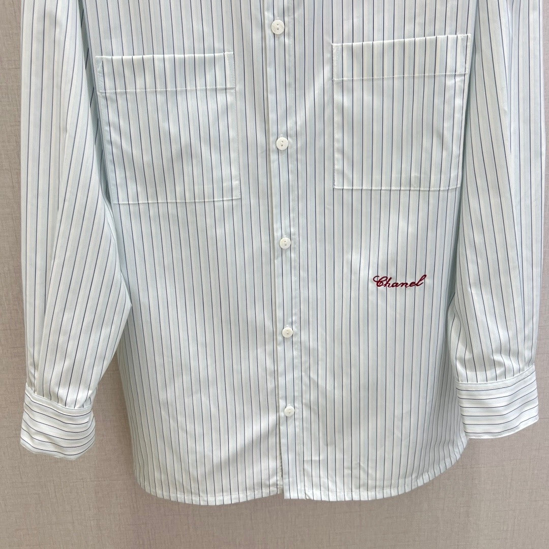 Blue and white striped shirt
