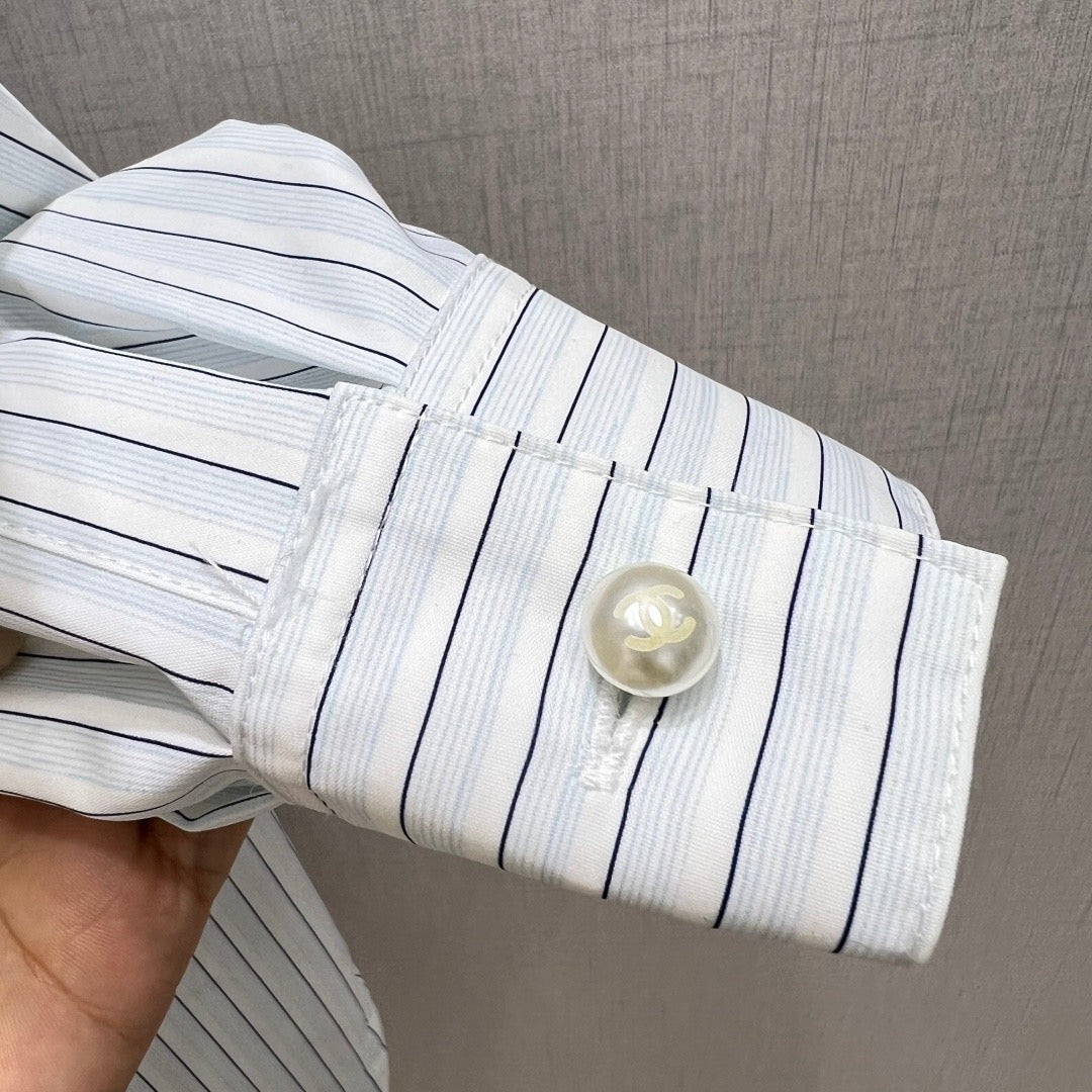 Blue and white striped shirt