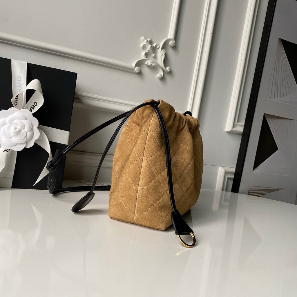 Suede Drawstring Pouch Bag