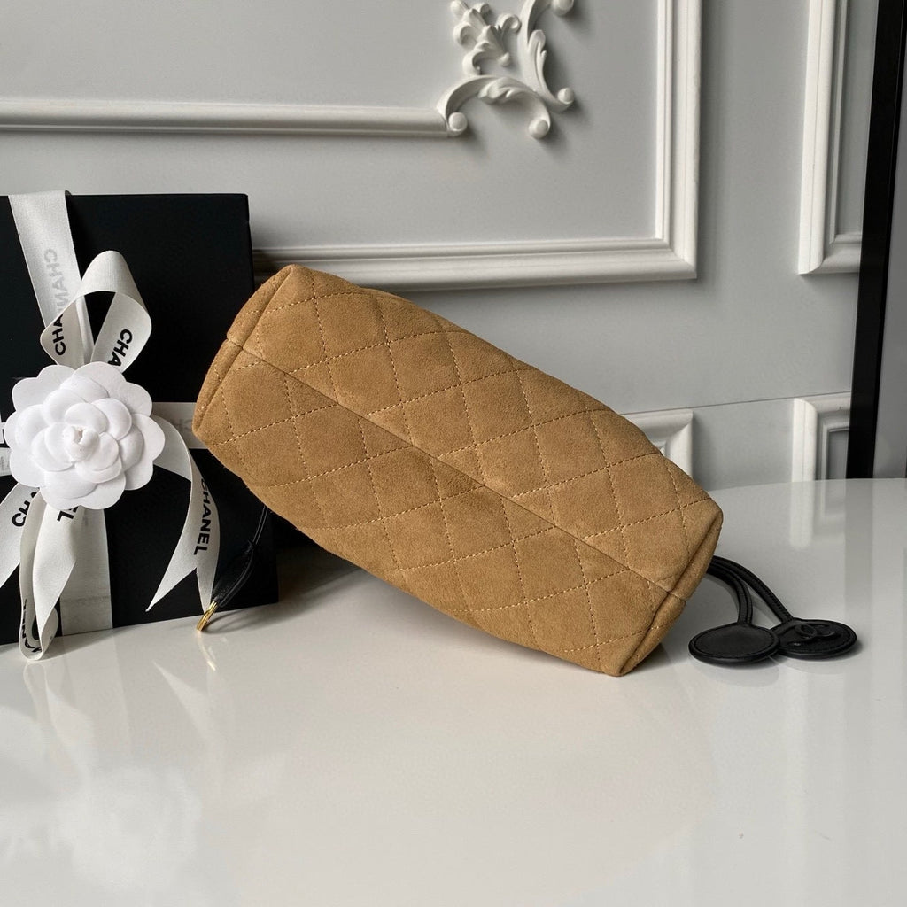 Suede Drawstring Pouch Bag