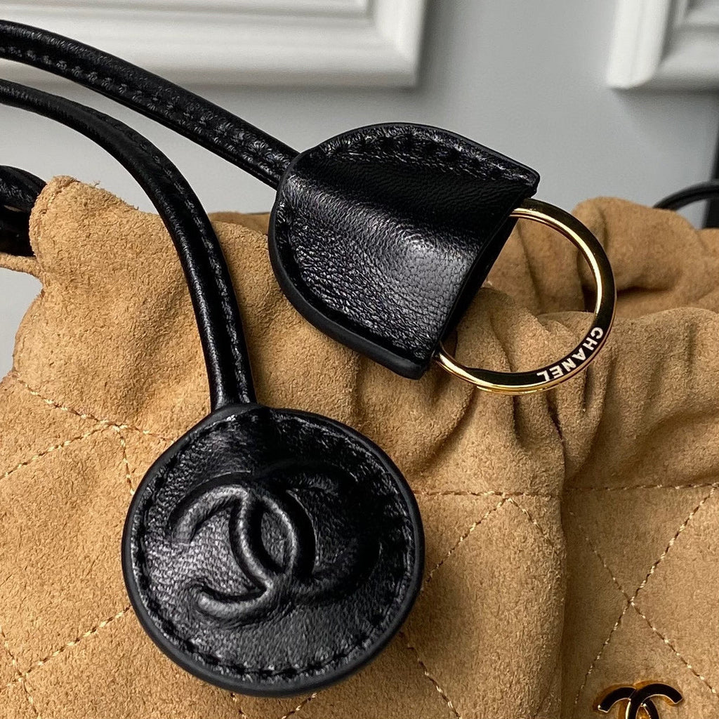 Suede Drawstring Pouch Bag