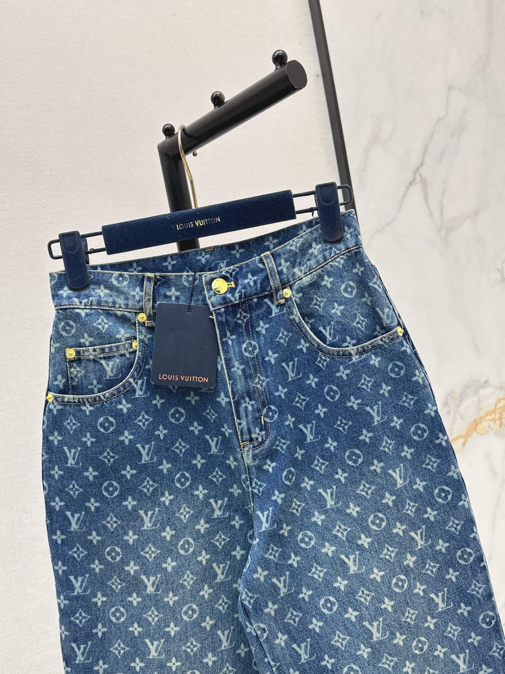 Laser-Washed Straight-Leg Denim Trousers
