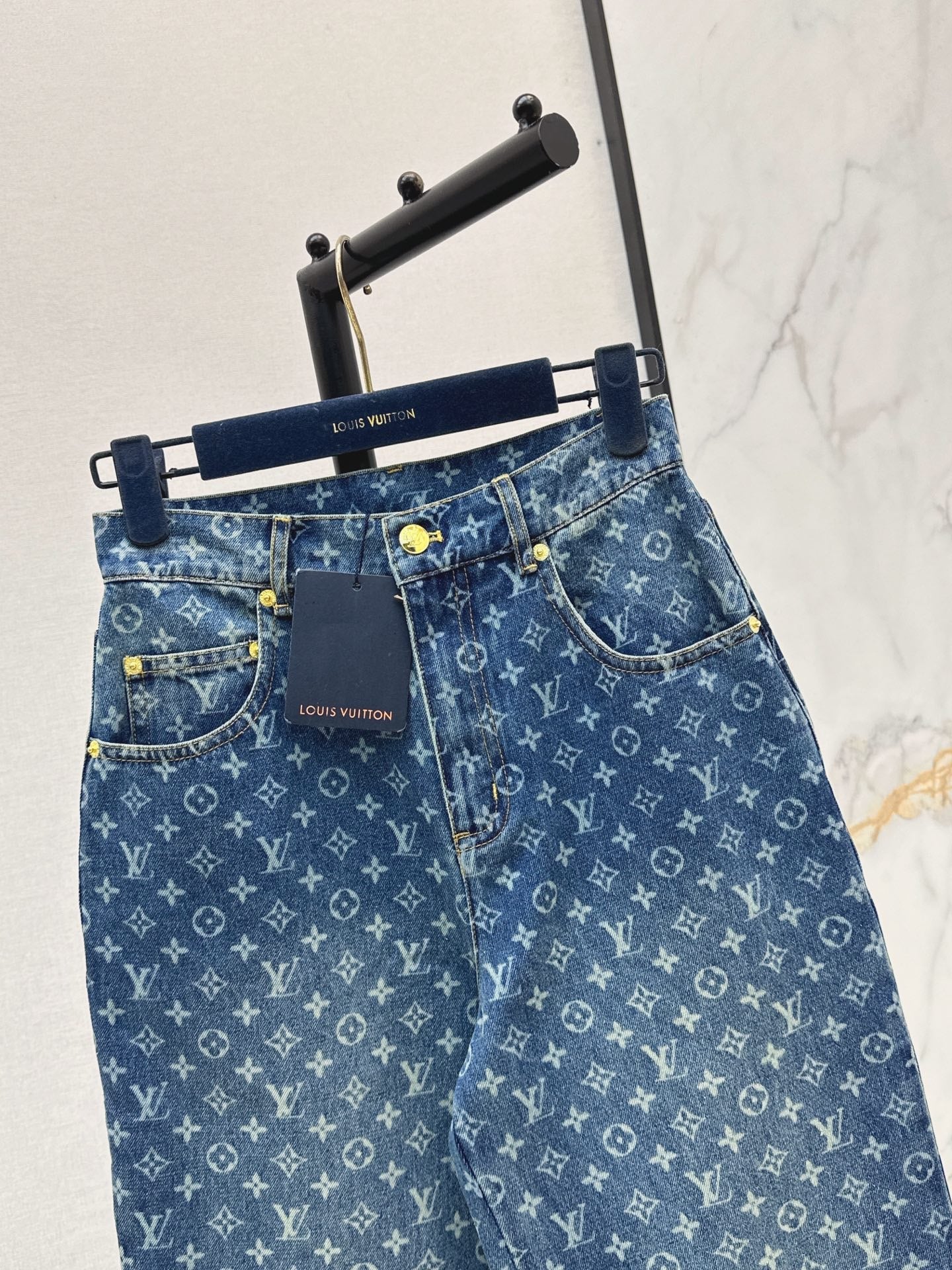 Laser-Washed Straight-Leg Denim Trousers