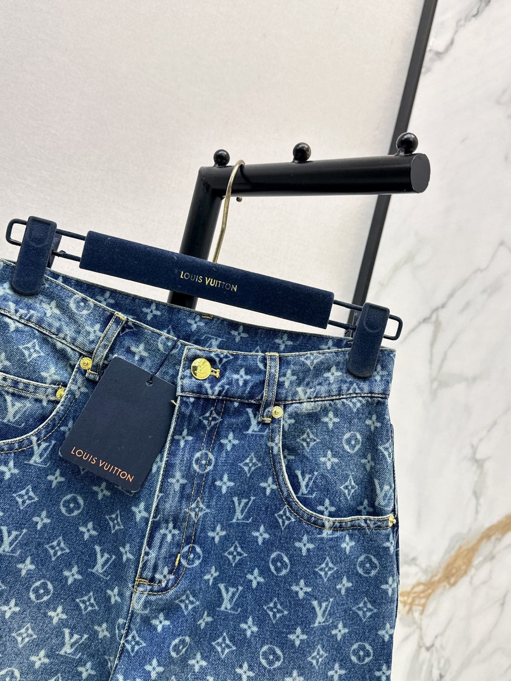 Laser-Washed Straight-Leg Denim Trousers