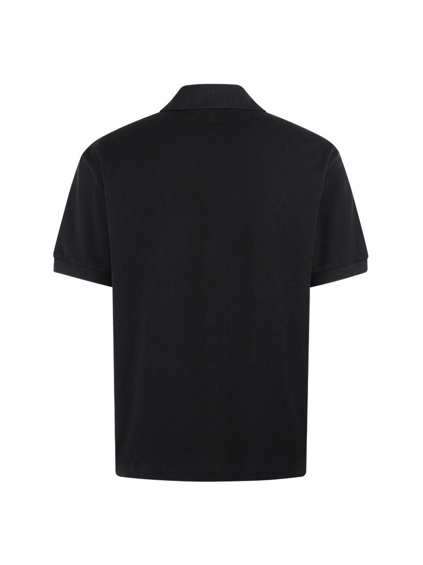 Short-Sleeve Top with Pearl-Embroidered Checkerboard Pattern