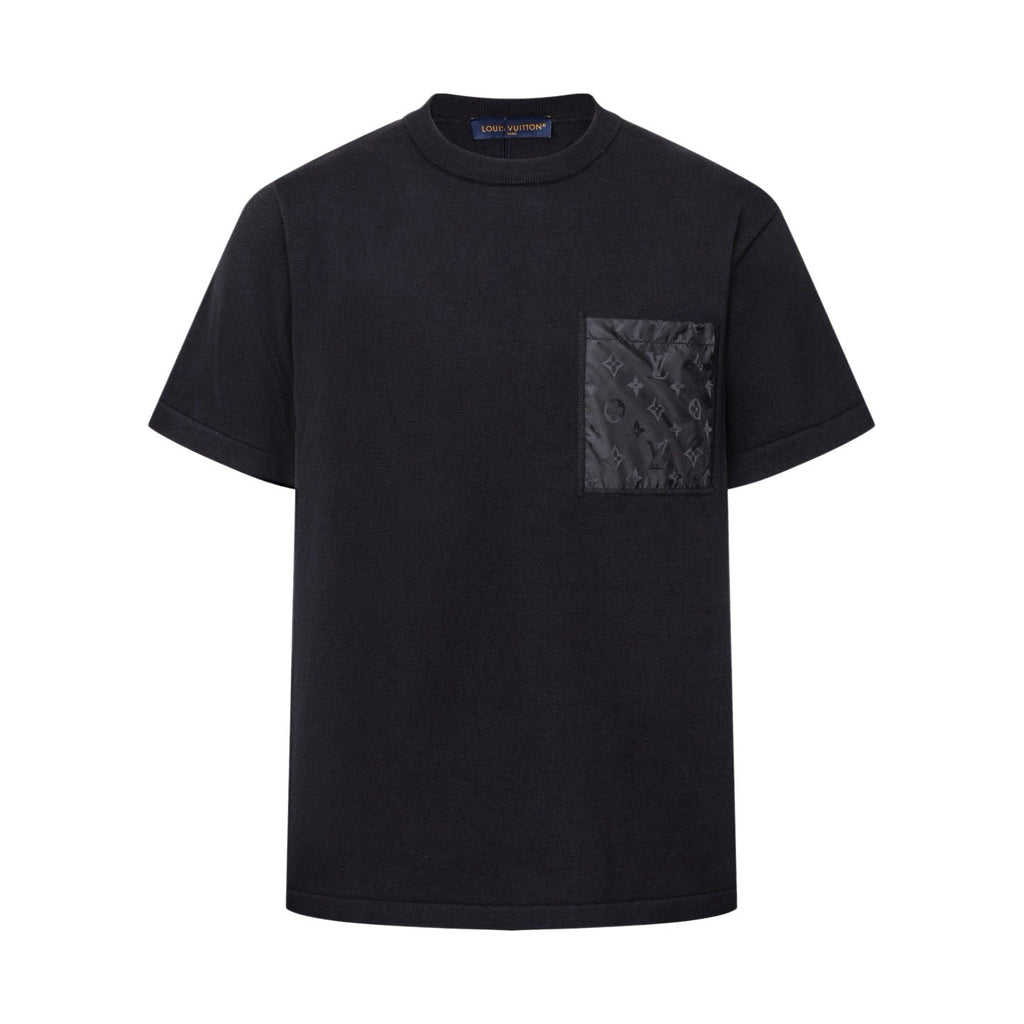 Nylon-Paneled Monogram Pocket Knitted Short-Sleeve Top