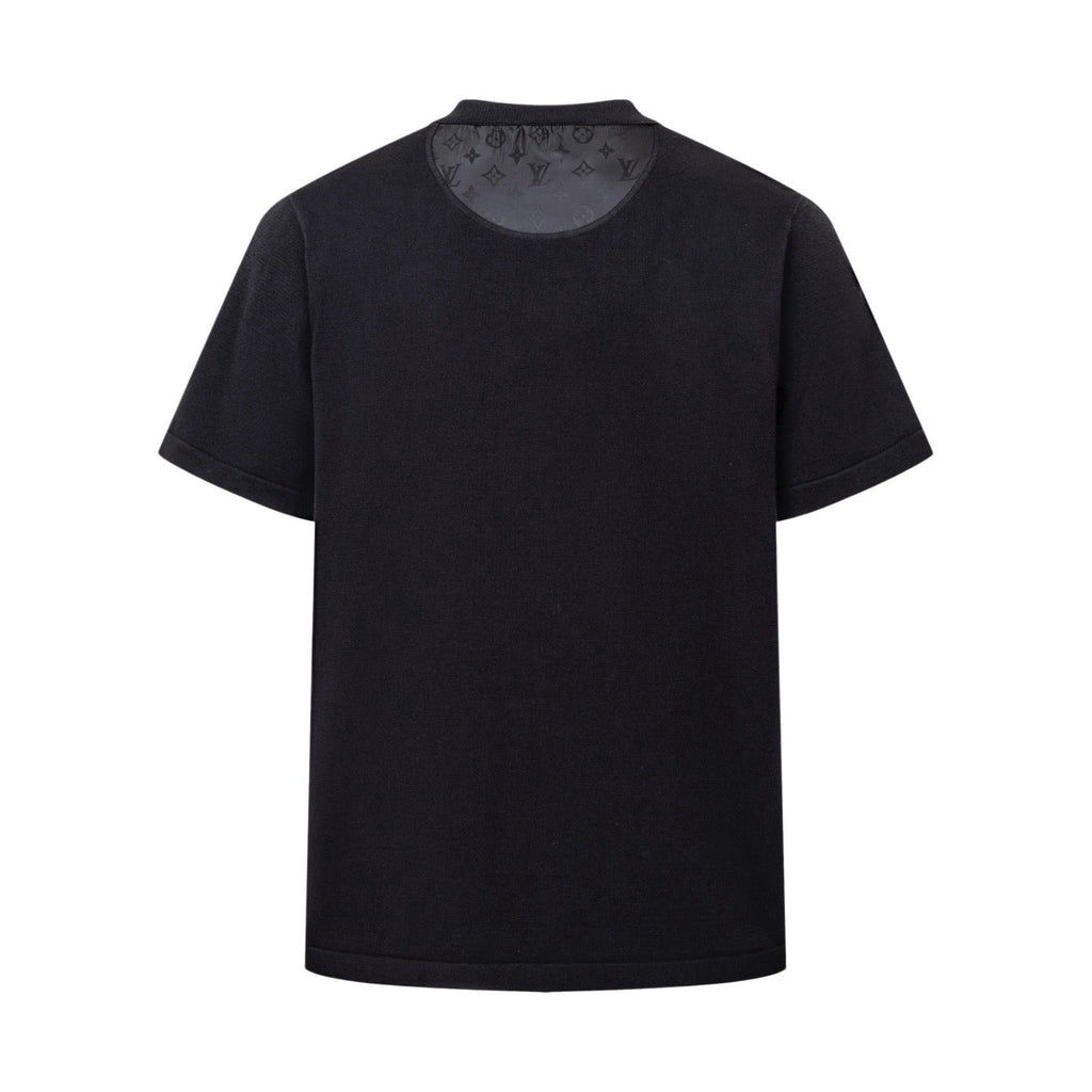 Nylon-Paneled Monogram Pocket Knitted Short-Sleeve Top