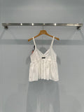 Hollow-out cotton-linen camisole