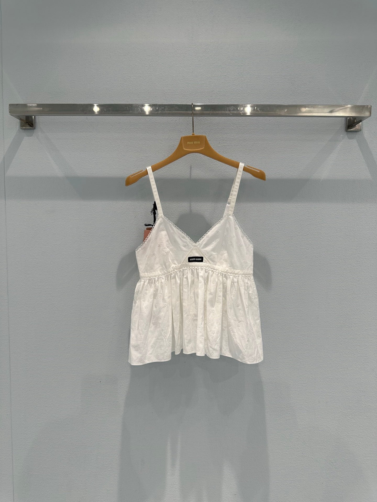 Hollow-out cotton-linen camisole