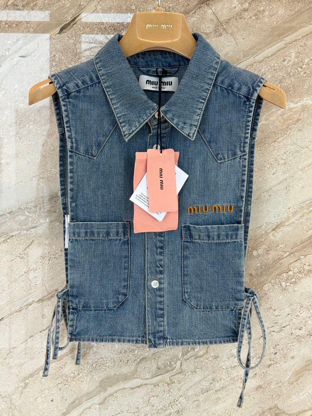 Denim drawstring vest