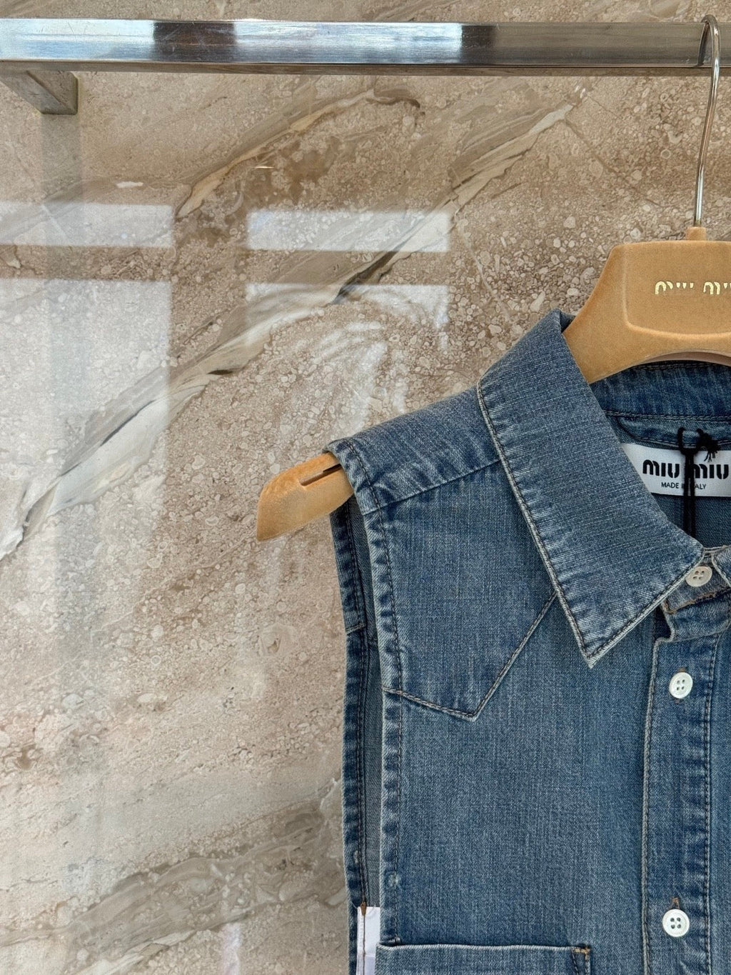 Denim drawstring vest