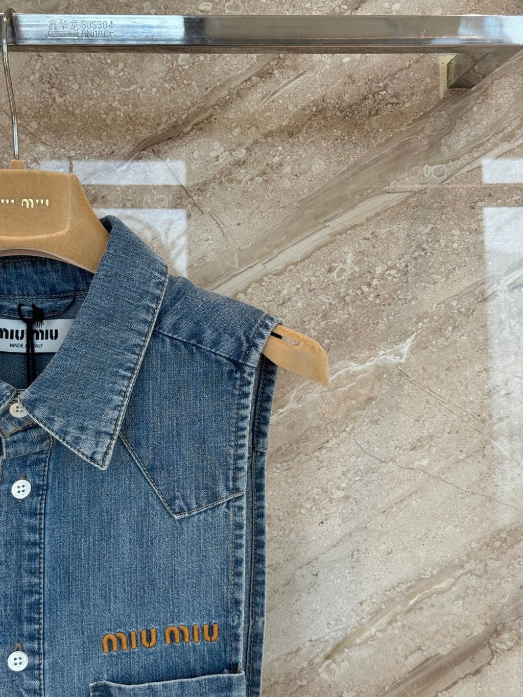 Denim drawstring vest