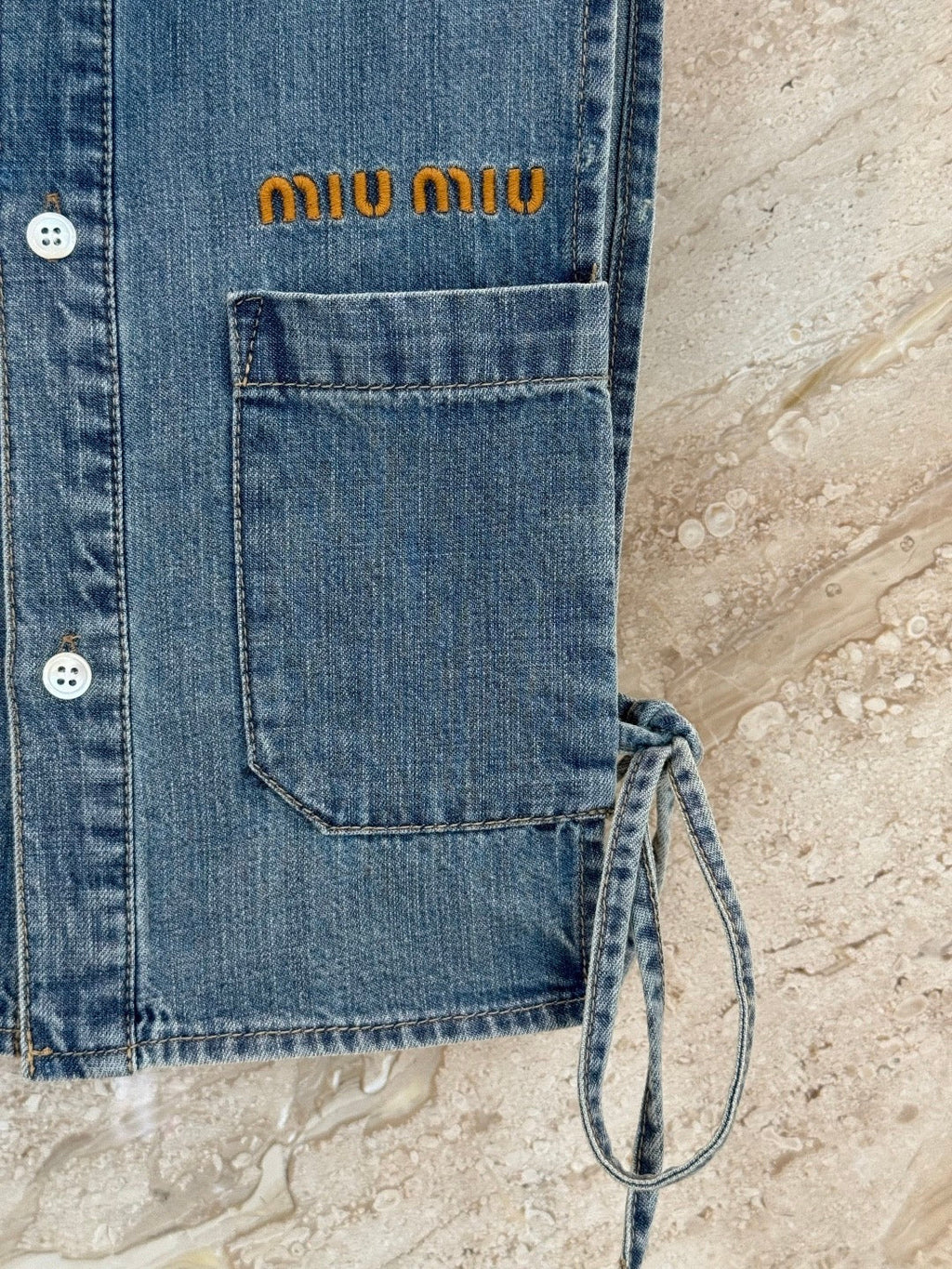 Denim drawstring vest