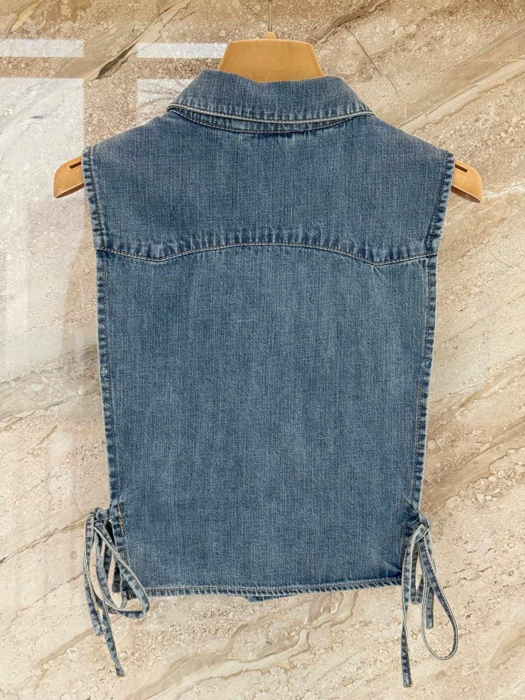 Denim drawstring vest